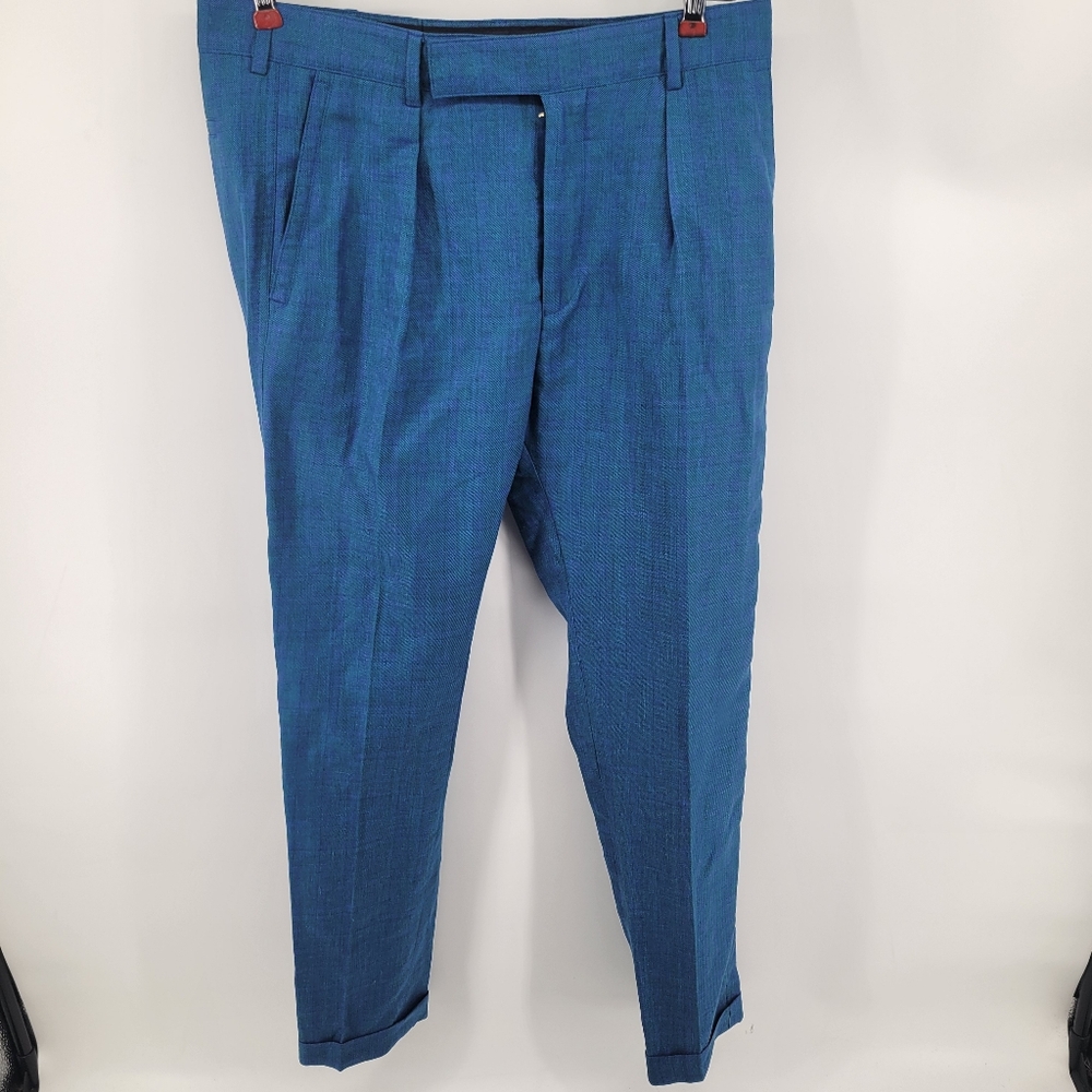 Paul Smith Blue Pleated Trousers Size 34